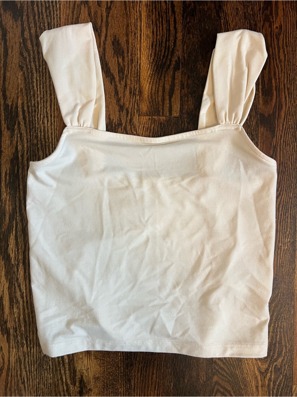 American Eagle Outfitters Cream Square-Neck Tank with Wide Straps